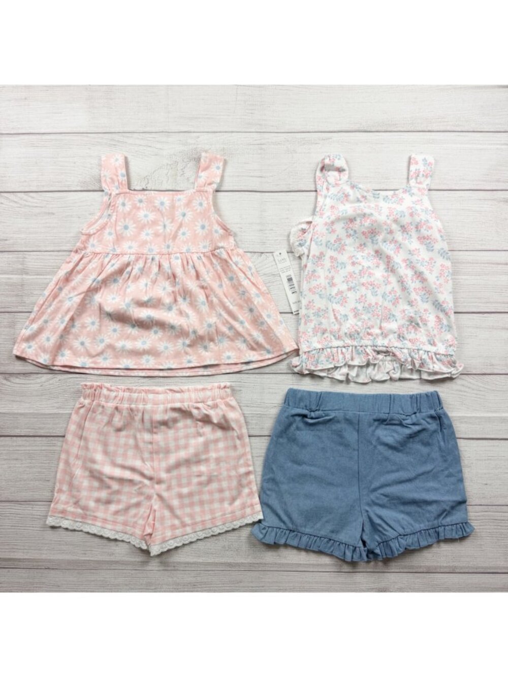 Nicole Miller Girls 2 Pack Outfits Floral Gingham Tops Shorts Set NWT 6X - Picture 4 of 4
